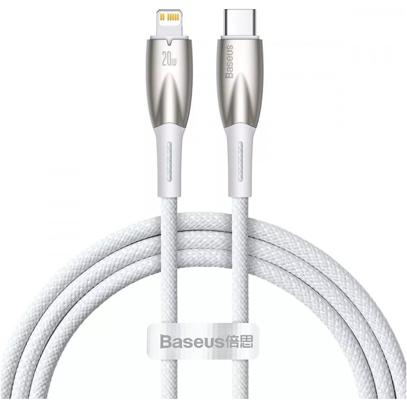 Кабель Baseus Glimmer Series Fast Charging USB Type-C - Lightning (M/M), 20W, 1 м, White (CADH000002)