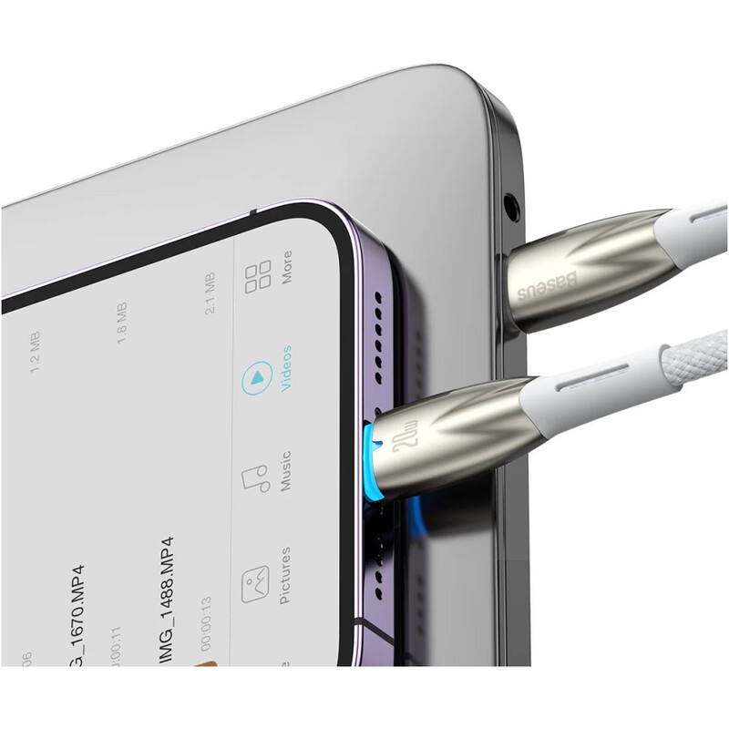 Кабель Baseus Glimmer Series Fast Charging USB Type-C - Lightning (M/M), 20W, 1 м, White (CADH000002)