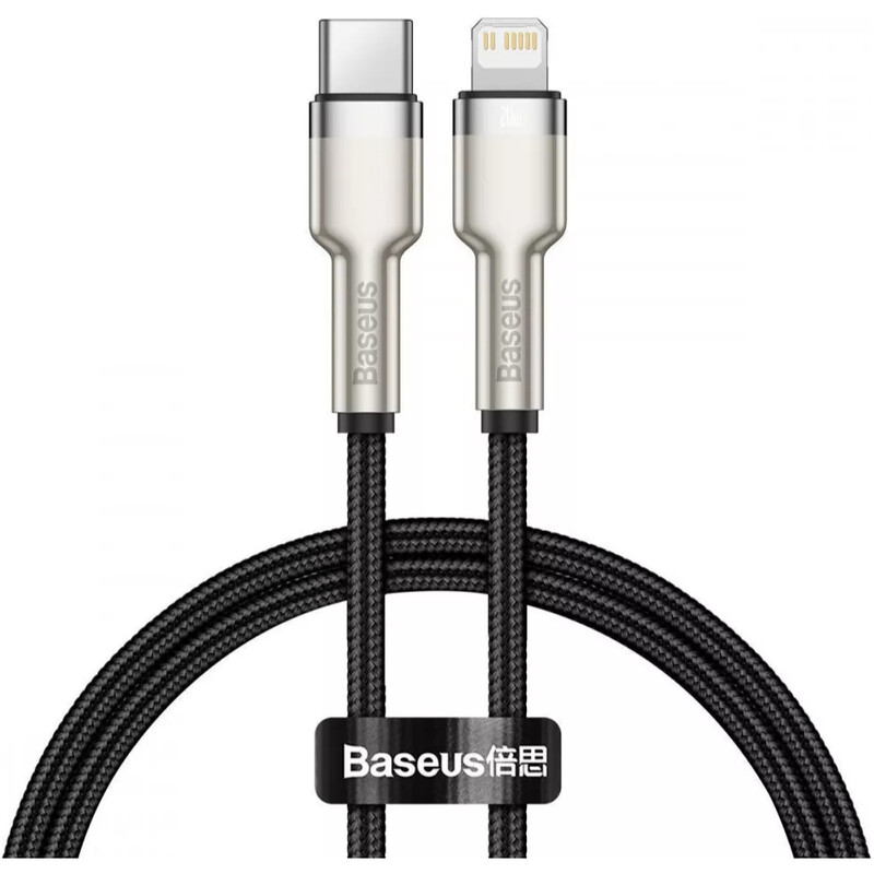 Кабель Baseus Cafule Metal USB Type-C - Lightning (M/M), 20W, PD, 0.25 м, Black (CATLJK-01)