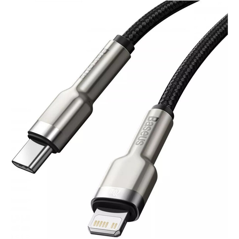 Кабель Baseus Cafule Metal USB Type-C - Lightning (M/M), 20W, PD, 0.25 м, Black (CATLJK-01)