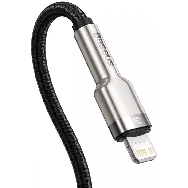 Кабель Baseus Cafule Metal USB Type-C - Lightning (M/M), 20W, PD, 0.25 м, Black (CATLJK-01)