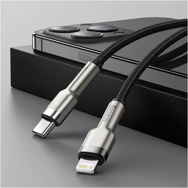 Кабель Baseus Cafule Metal USB Type-C - Lightning (M/M), 20W, PD, 0.25 м, Black (CATLJK-01)