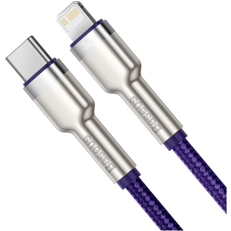 Кабель Baseus Cafule Metal USB Type-C - Lightning (M/M), 20W, PD, 1 м, Purple (CATLJK-A05)