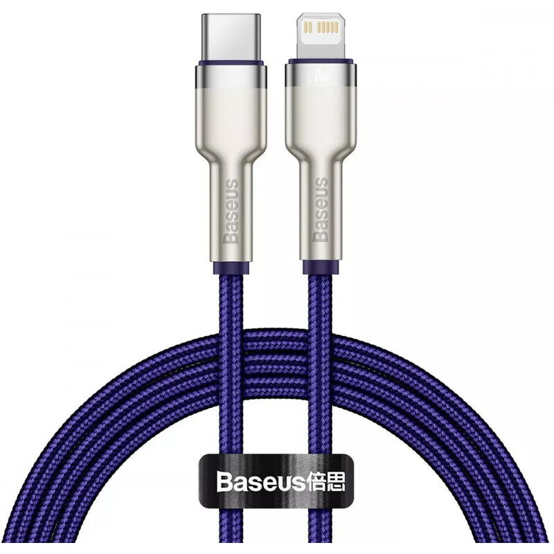 Кабель Baseus Cafule Metal USB Type-C - Lightning (M/M), 20W, PD, 1 м, Purple (CATLJK-A05)