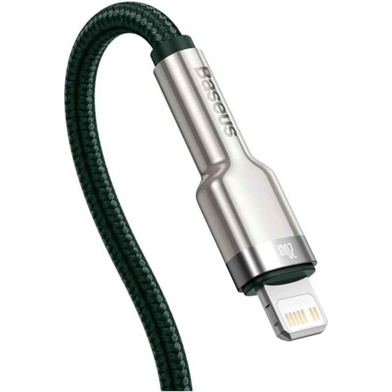 Кабель Baseus Cafule Metal USB Type-C - Lightning (M/M), 20W, PD, 1 м, Green (CATLJK-A06)