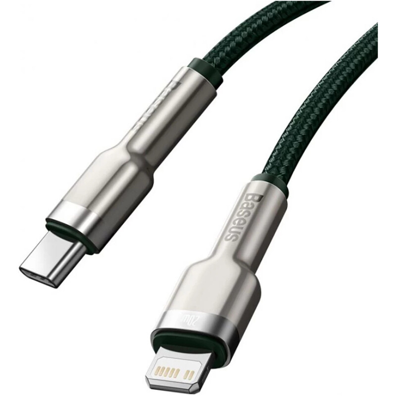 Кабель Baseus Cafule Metal USB Type-C - Lightning (M/M), 20W, PD, 1 м, Green (CATLJK-A06)