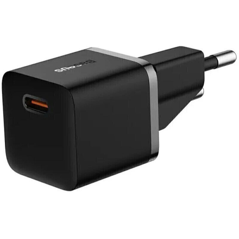 Мережевий зарядний пристрій Baseus GaN5 Fast Charger Mini 1C (1USB-C) 25W Black (P10110909113-01) + кабель USB Type-C 1 м