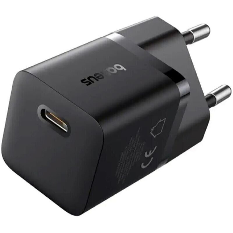 Мережевий зарядний пристрій Baseus GaN5 Fast Charger Mini 1C (1USB-C) 25W Black (P10110909113-01) + кабель USB Type-C 1 м