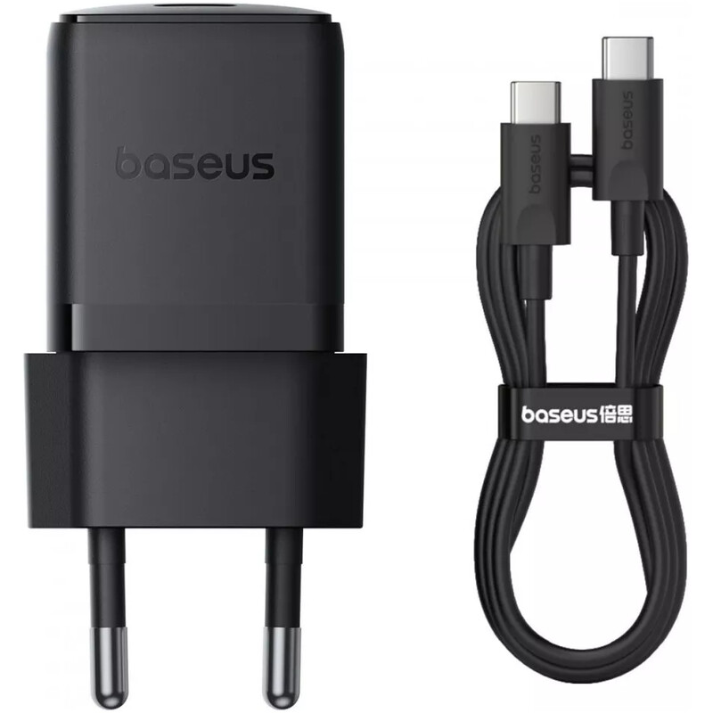 Мережевий зарядний пристрій Baseus Palm Fast Charger 1C (1USB-C) 30W Black (P10111605113-01) + кабель USB Type-C 1 м