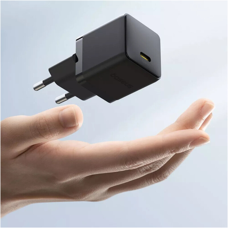 Мережевий зарядний пристрій Baseus Palm Fast Charger 1C (1USB-C) 30W Black (P10111605113-01) + кабель USB Type-C 1 м