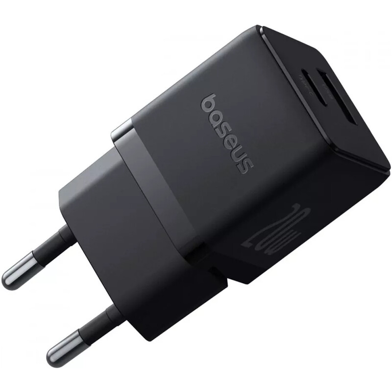 Мережевий зарядний пристрій Baseus Palm Fast Charger C+U (1USB, 1USB-C) 20W Black (P10111608113-00)