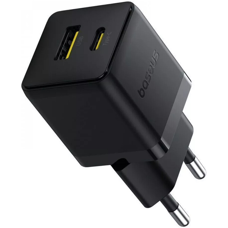 Мережевий зарядний пристрій Baseus Palm Fast Charger C+U (1USB, 1USB-C) 20W Black (P10111608113-01) + кабель USB Type-C 1 м