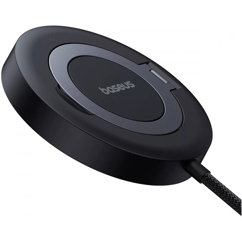 Бездротовий зарядний пристрій Baseus Simple Mini4 Magnetic Wireless Charging Stand Qi2 15W Cosmic Black (P10273300121-01) + кабель USB Type-C 1,5 м