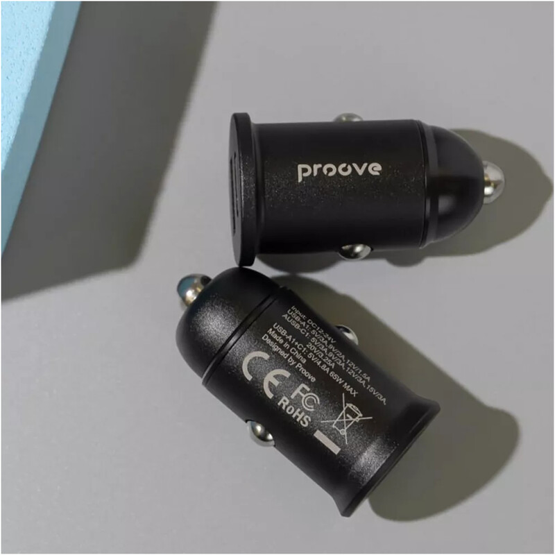 Автомобільний зарядний пристрій Proove Tiny Power Pro (1USB, 1USB-C) 65W Black (ACTP65110001)