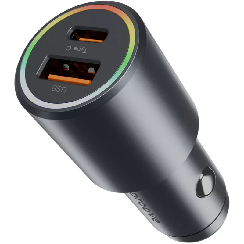 Автомобільний зарядний пристрій Proove Double Energy Plus (1USB, 1USB-C) 53W Metal Gray (ACDE53110004)