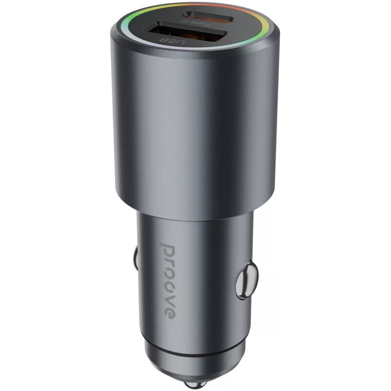 Автомобільний зарядний пристрій Proove Double Energy Plus (1USB, 1USB-C) 53W Metal Gray (ACDE53110004)