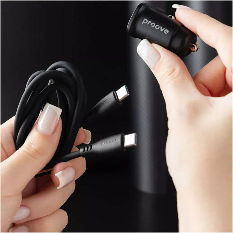 Автомобільний зарядний пристрій Proove Flash (1USB, 1USB-C) 30W Black (CCFC30111201) + кабель USB Type-C 1 м