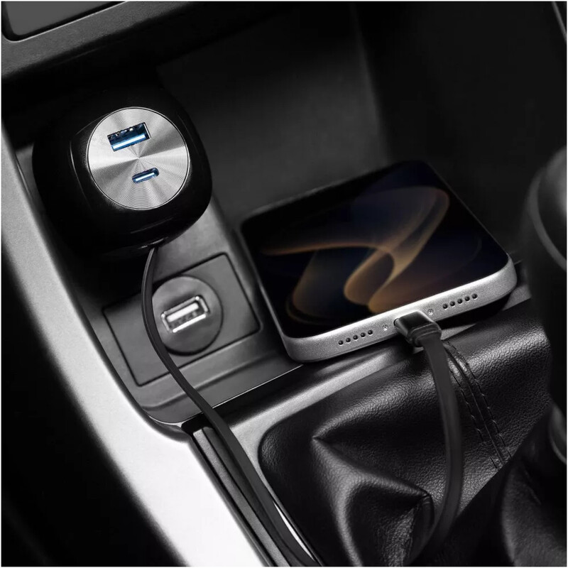 Автомобільний зарядний пристрій Proove Pulsar (1USB, 1USB-C, вбудований кабель USB-C) 65W Black (CCPR65110001)