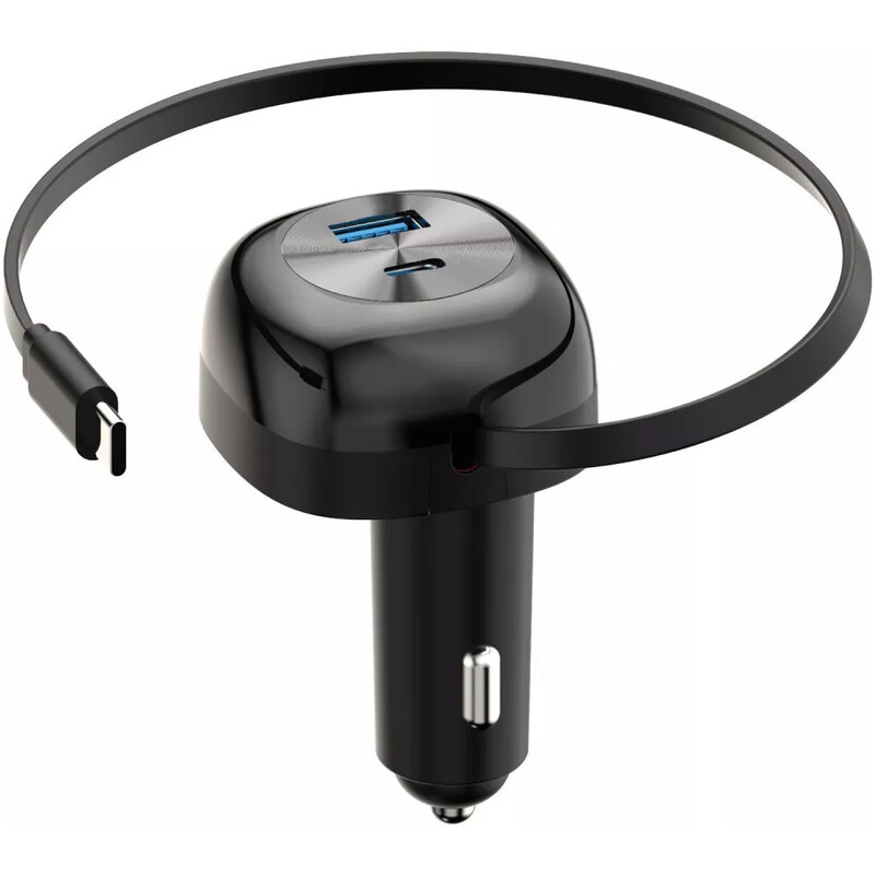 Автомобільний зарядний пристрій Proove Pulsar (1USB, 1USB-C, вбудований кабель USB-C) 65W Black (CCPR65110001)