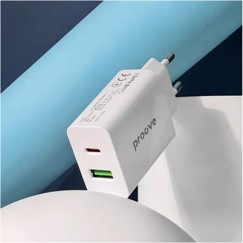 Мережевий зарядний пристрій Proove Rapid (1USB, 1USB-C) 20W White (WCRP20110002)