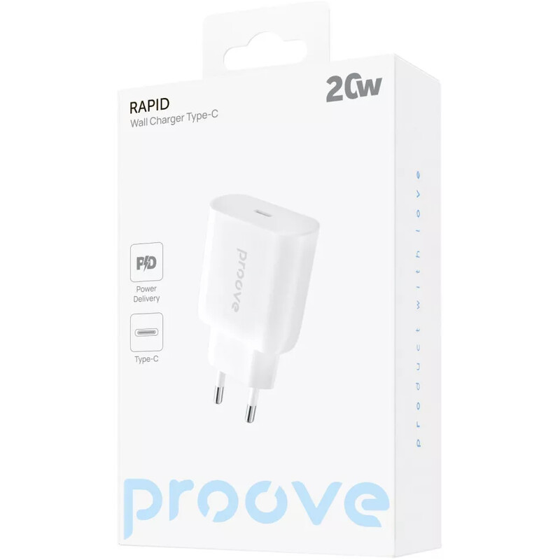 Мережевий зарядний пристрій Proove Rapid (1USB-C) 20W White (WCRP20000102)