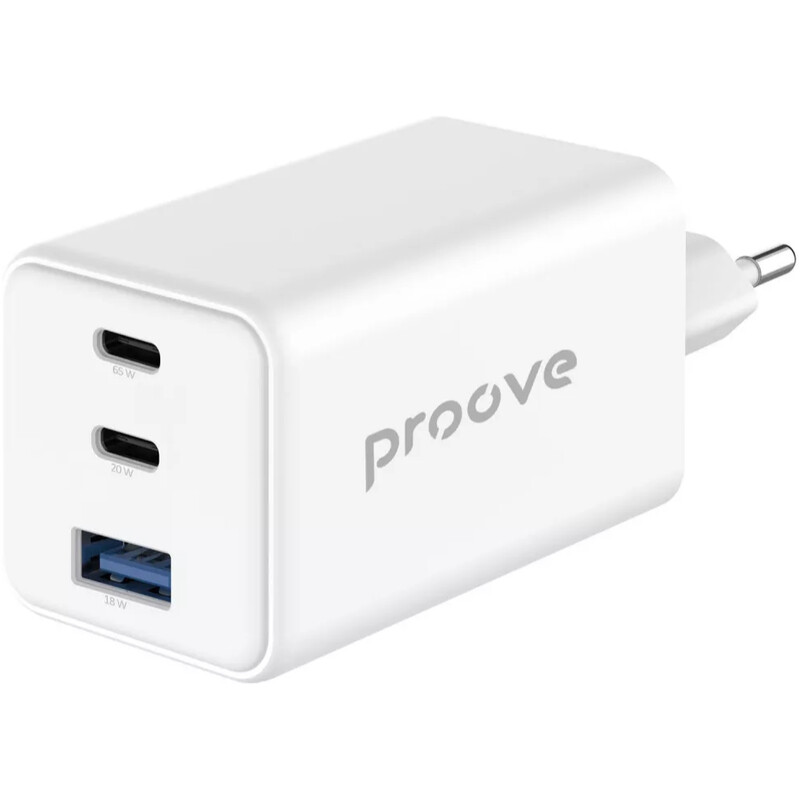 Мережевий зарядний пристрій Proove Pocket GaN (2xUSB-C, 1USB) 65W White (WCPG65121202)