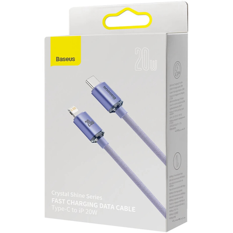 Кабель Baseus Crystal Shine Series Fast Charging USB Type-C - Lightning (M/M), 20W, 1.2 м, Purple (CAJY000205)