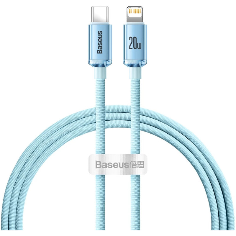 Кабель Baseus Crystal Shine Series Fast Charging USB Type-C - Lightning (M/M), 20W, 1.2 м, Sky Blue (CAJY001303)