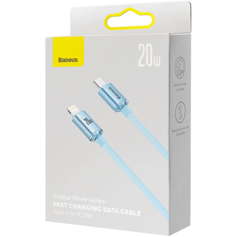 Кабель Baseus Crystal Shine Series Fast Charging USB Type-C - Lightning (M/M), 20W, 1.2 м, Sky Blue (CAJY001303)