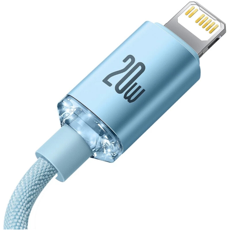 Кабель Baseus Crystal Shine Series Fast Charging USB Type-C - Lightning (M/M), 20W, 1.2 м, Sky Blue (CAJY001303)