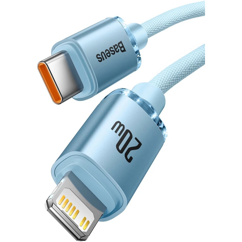 Кабель Baseus Crystal Shine Series Fast Charging USB Type-C - Lightning (M/M), 20W, 1.2 м, Sky Blue (CAJY001303)