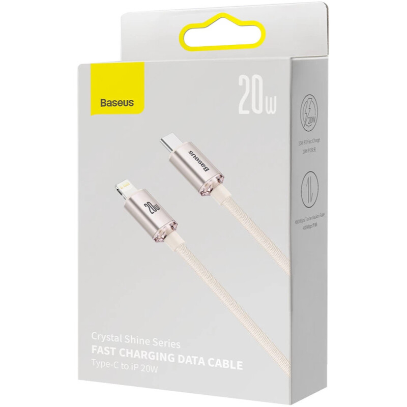 Кабель Baseus Crystal Shine Series Fast Charging USB Type-C - Lightning (M/M), 20W, 1.2 м, Pink (CAJY001304)