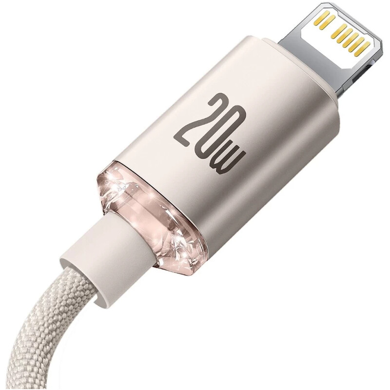 Кабель Baseus Crystal Shine Series Fast Charging USB Type-C - Lightning (M/M), 20W, 1.2 м, Pink (CAJY001304)