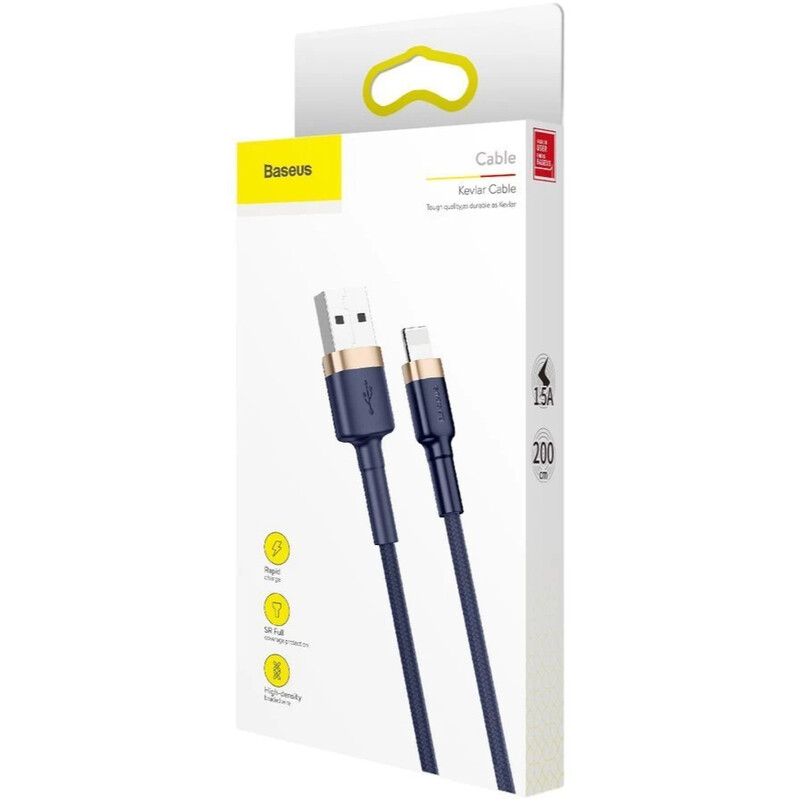 Кабель Baseus Cafule USB Type-A - Lightning (M/M), 1.5A, 2 м, Blue/Gold (CALKLF-CV3)