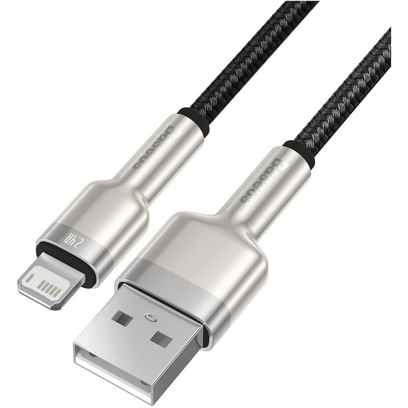 Кабель Baseus Cafule Metaln USB Type-A - Lightning (M/M), 2.4A, 0.25 м, Black (CALJK-01)