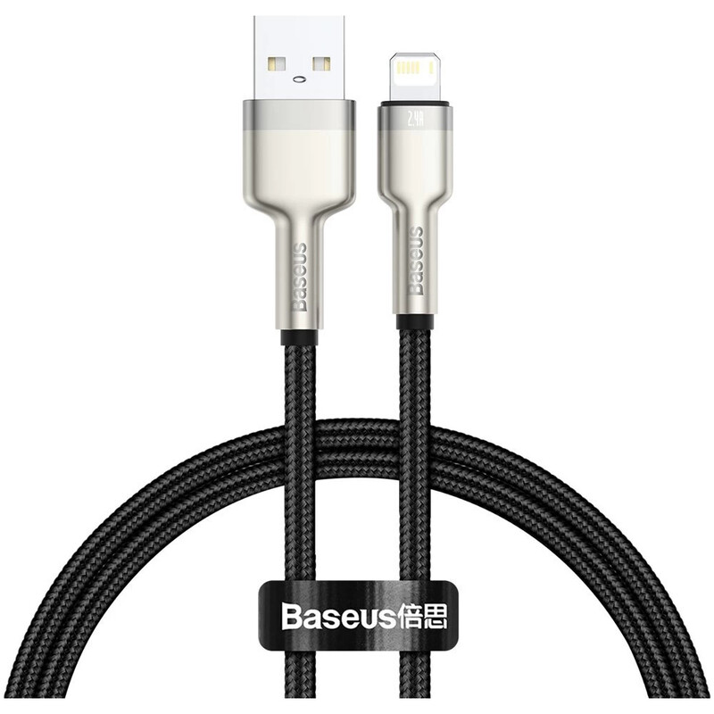 Кабель Baseus Cafule Metaln USB Type-A - Lightning (M/M), 2.4A, 0.25 м, Black (CALJK-01)