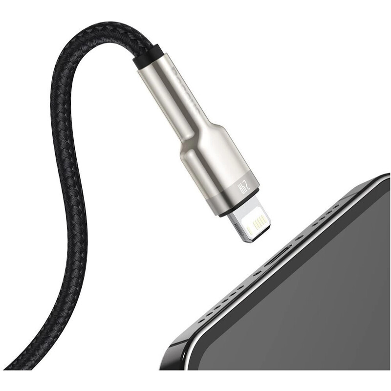 Кабель Baseus Cafule Metaln USB Type-A - Lightning (M/M), 2.4A, 0.25 м, Black (CALJK-01)