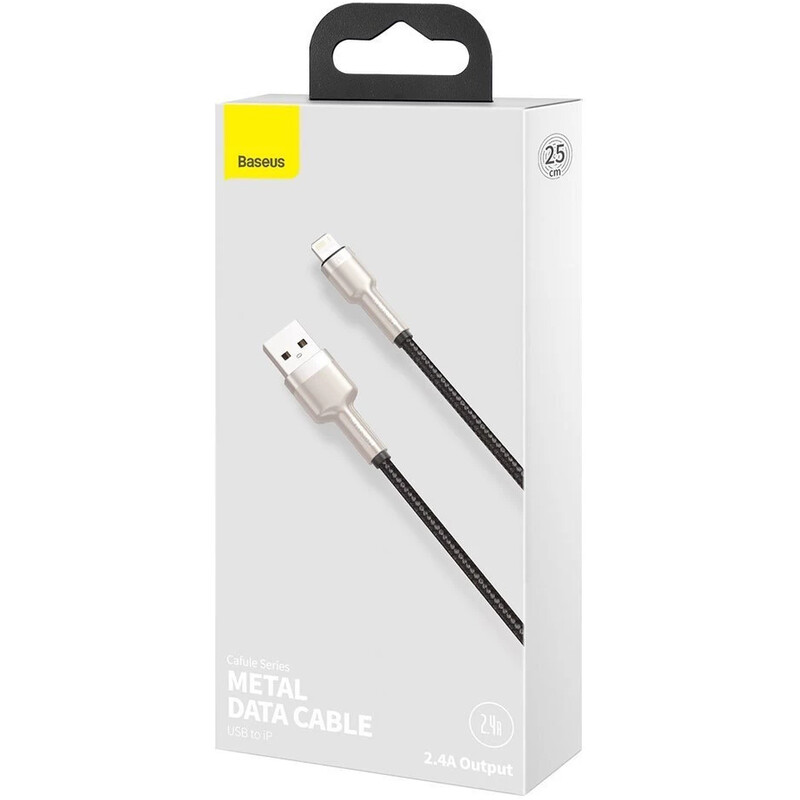 Кабель Baseus Cafule Metaln USB Type-A - Lightning (M/M), 2.4A, 0.25 м, Black (CALJK-01)