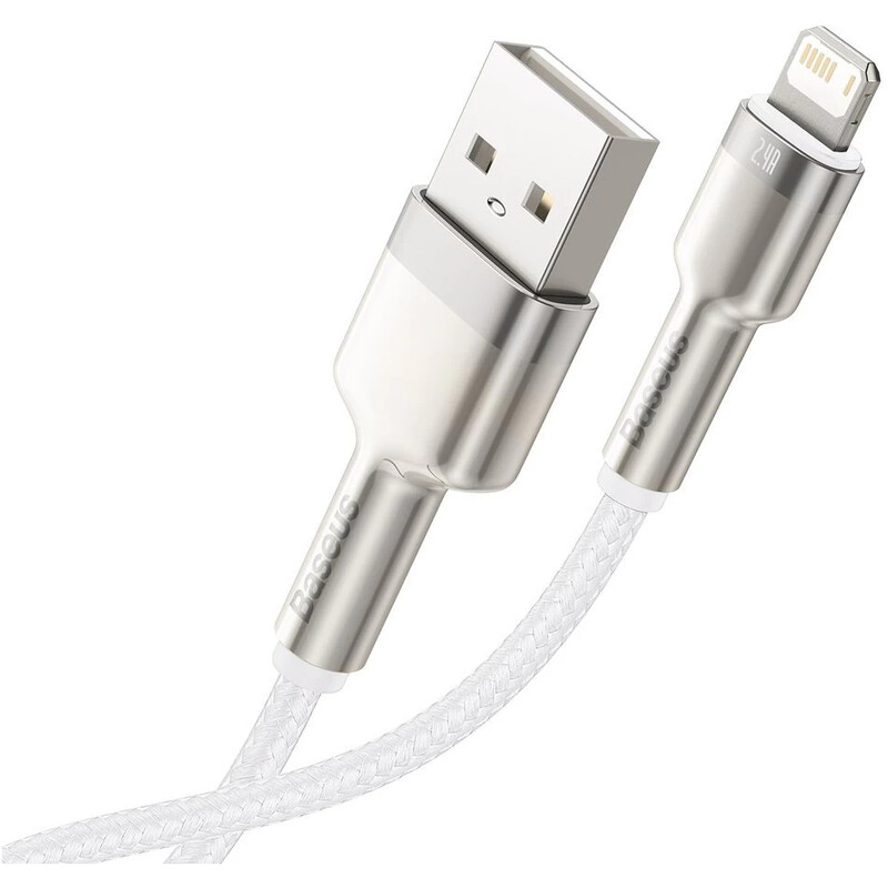 Кабель Baseus Cafule Metaln USB Type-A - Lightning (M/M), 2.4A, 1 м, White (CALJK-A02)