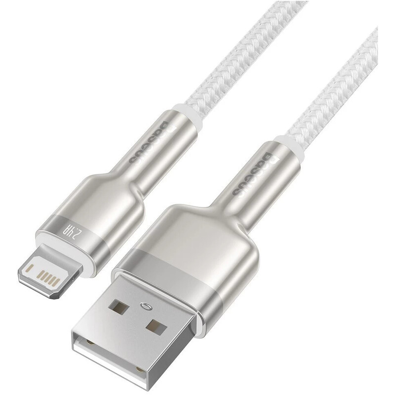 Кабель Baseus Cafule Metaln USB Type-A - Lightning (M/M), 2.4A, 1 м, White (CALJK-A02)