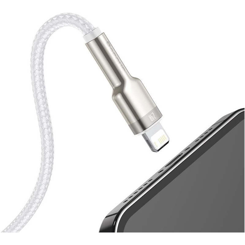 Кабель Baseus Cafule Metaln USB Type-A - Lightning (M/M), 2.4A, 1 м, White (CALJK-A02)