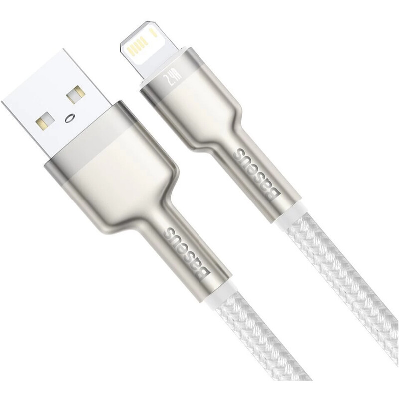 Кабель Baseus Cafule Metaln USB Type-A - Lightning (M/M), 2.4A, 2 м, White (CALJK-B02)
