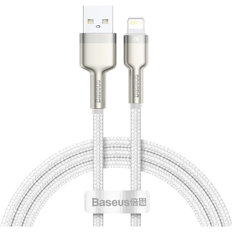 Кабель Baseus Cafule Metaln USB Type-A - Lightning (M/M), 2.4A, 2 м, White (CALJK-B02)