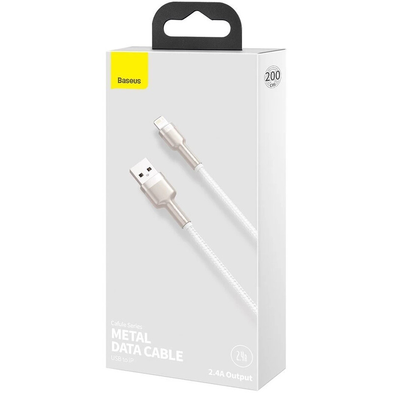 Кабель Baseus Cafule Metaln USB Type-A - Lightning (M/M), 2.4A, 2 м, White (CALJK-B02)