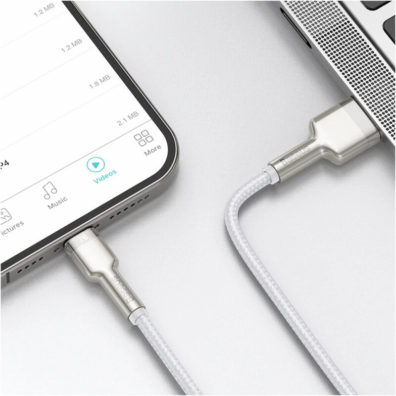 Кабель Baseus Cafule Metaln USB Type-A - Lightning (M/M), 2.4A, 2 м, White (CALJK-B02)