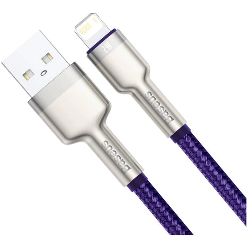 Кабель Baseus Cafule Metaln USB Type-A - Lightning (M/M), 2.4A, 2 м, Purple (CALJK-B05)