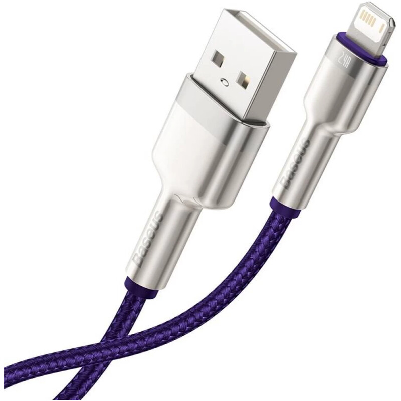 Кабель Baseus Cafule Metaln USB Type-A - Lightning (M/M), 2.4A, 2 м, Purple (CALJK-B05)