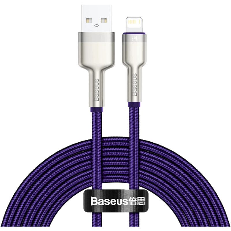 Кабель Baseus Cafule Metaln USB Type-A - Lightning (M/M), 2.4A, 2 м, Purple (CALJK-B05)