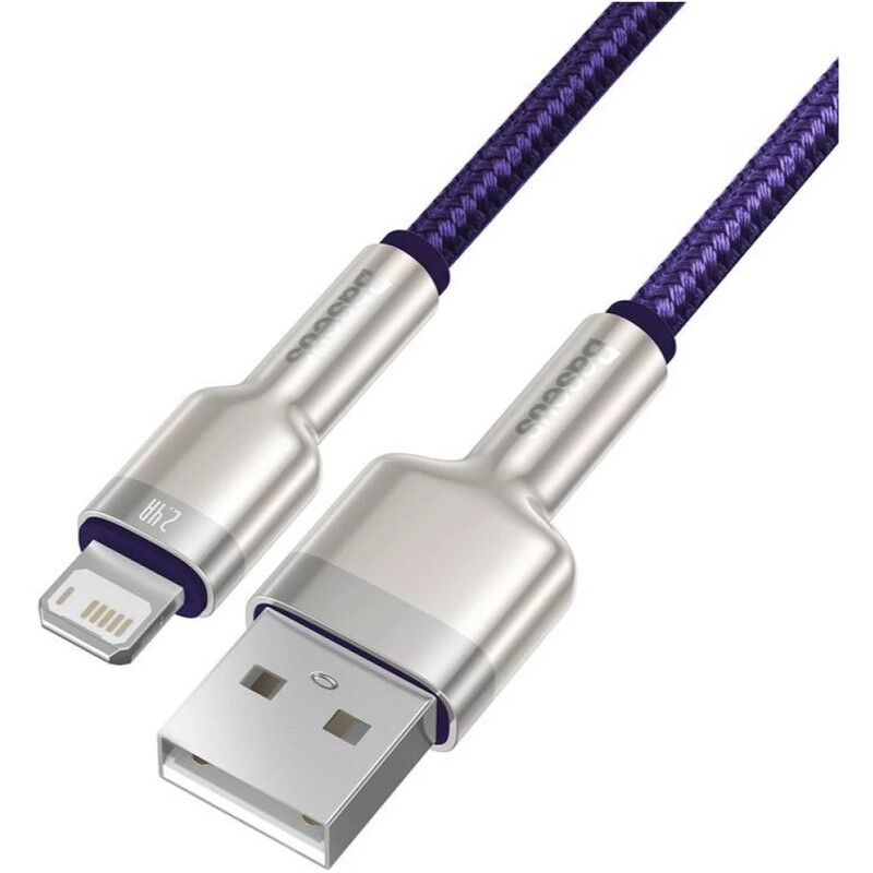 Кабель Baseus Cafule Metaln USB Type-A - Lightning (M/M), 2.4A, 2 м, Purple (CALJK-B05)