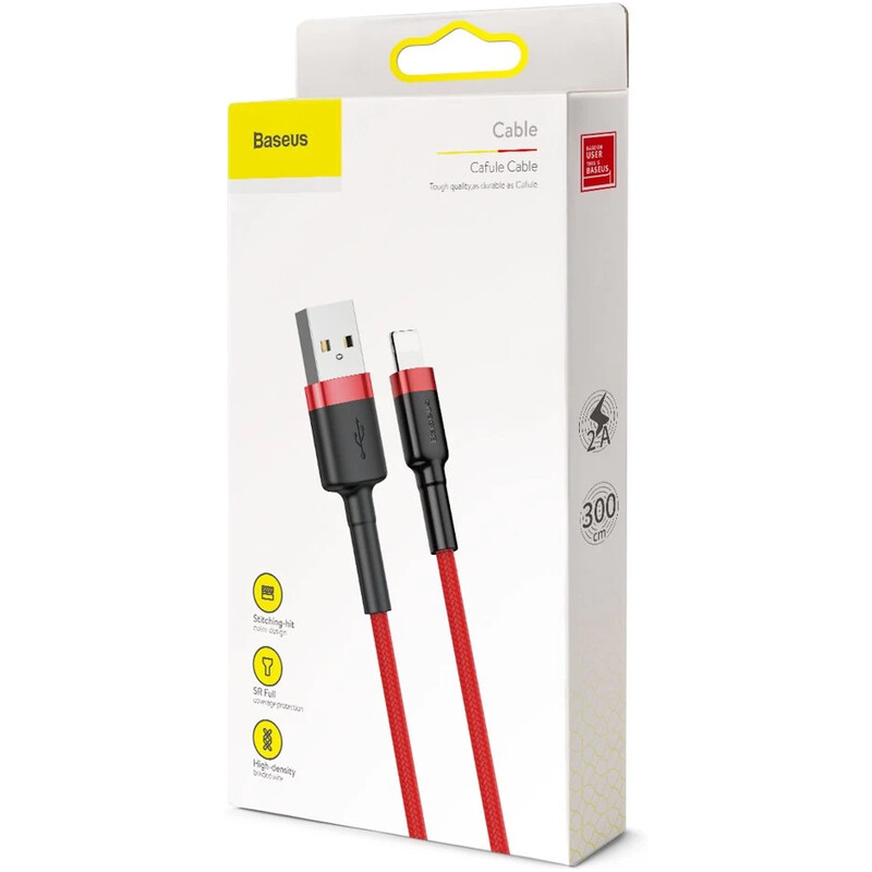 Кабель Baseus Cafule USB-A - Lightning (M/M), 2A, 3 м Red (CALKLF-R09)